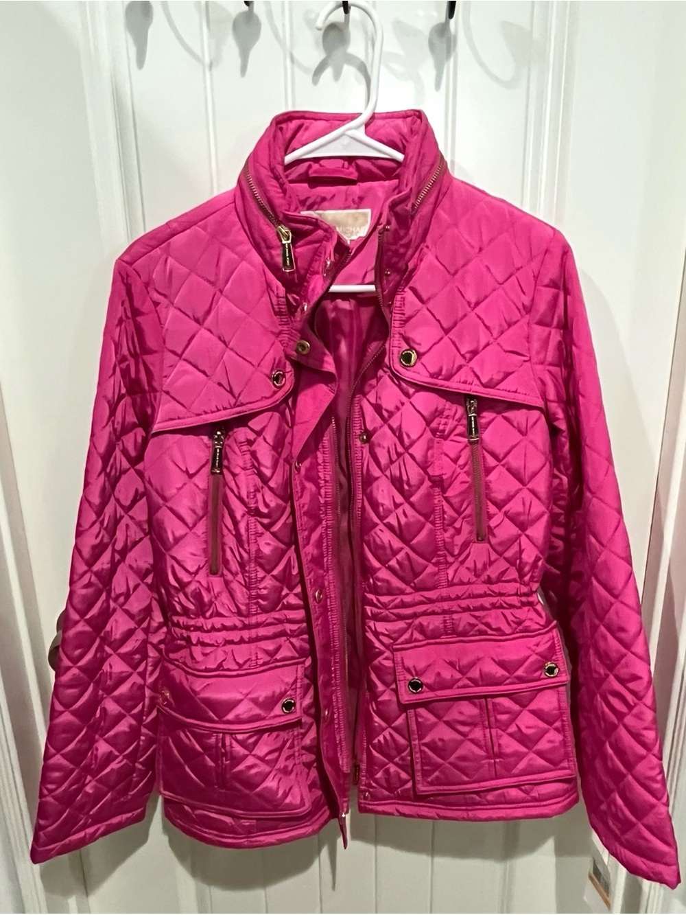 Michael Kors Quilted Hooded Jacket in Plum Blossom
